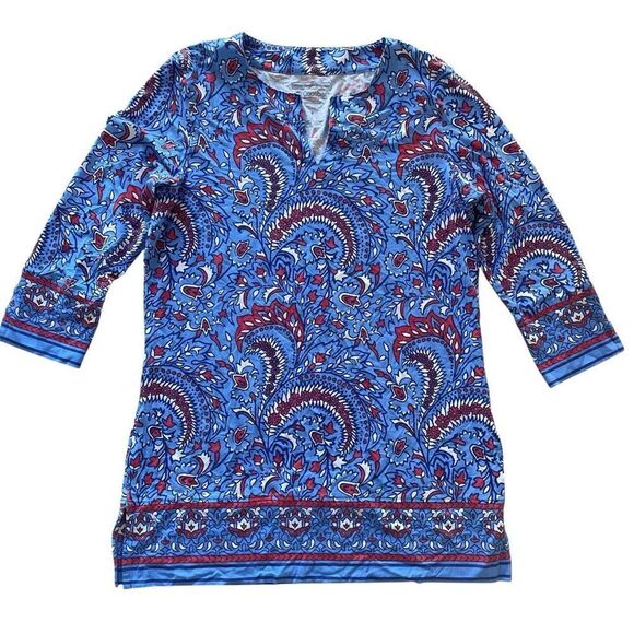 Coolibar Blue Red Paisley Tunic Top UPF 50+ Sun UV Protection Women’s Sz Small - Picture 1 of 4